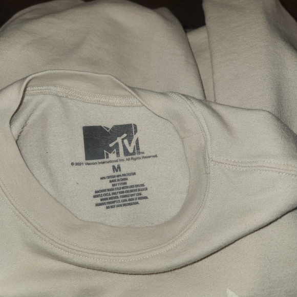 MTV Sweater Sweatshirt Medium Cream S Small Long Sleeve Graphic Music Television - Picture 10 of 10